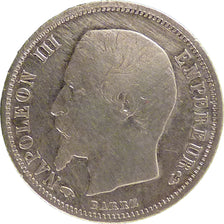 FRANCE, 50 Centimes, 1858, Paris, VF(20-25), Silver, Gadoury #414, 2.30