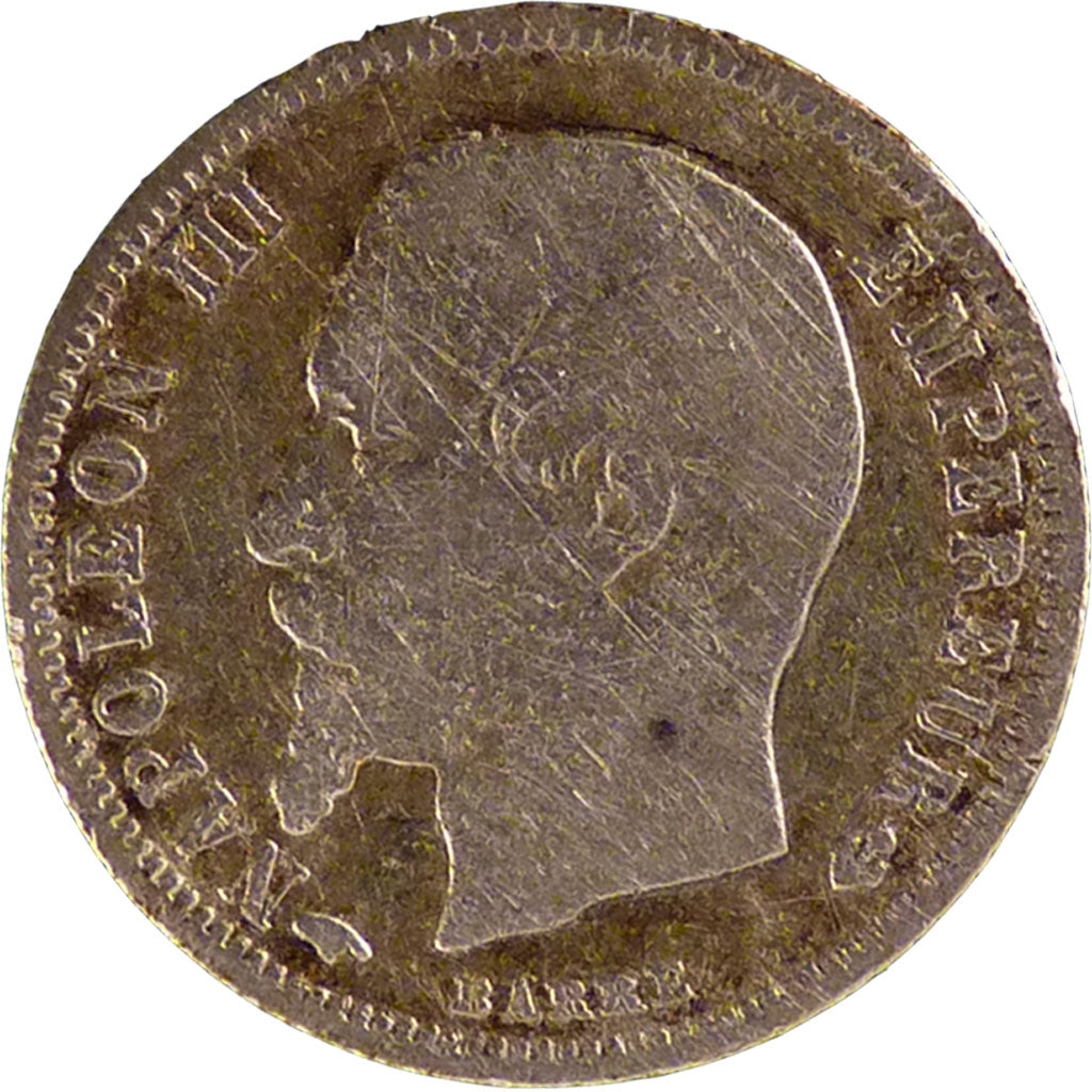 FRANCE, Napoléon III, 50 Centimes, 1860, Paris, KM #794.1, VG(8-10), Silver, G..