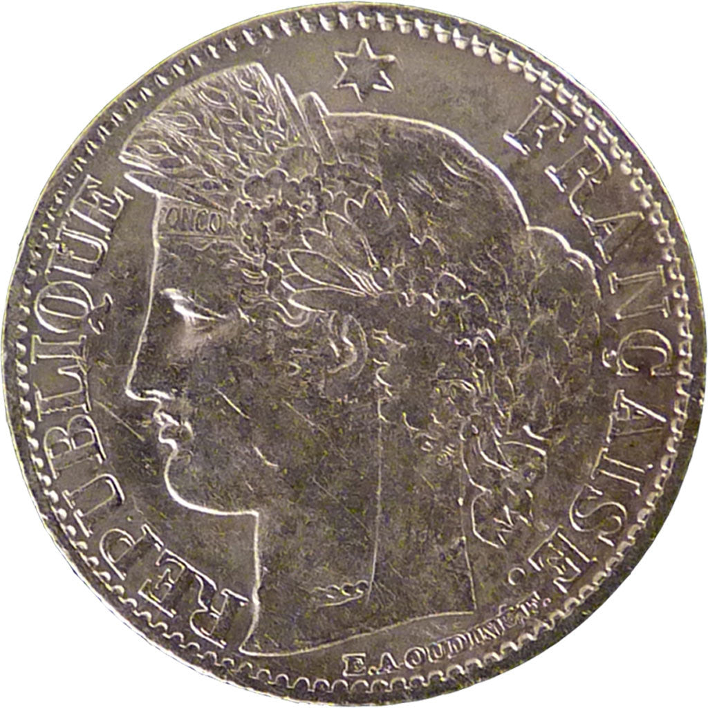 FRANCE, Cérès, 50 Centimes, 1871, Bordeaux, KM #834.2, EF(40-45), Silver, Gadour