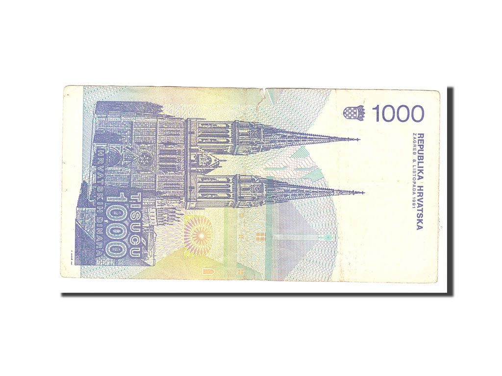 Croatia, 1000 Dinara, 1991, 1991-10-08, KM:22a, VF(20-25), B1718936