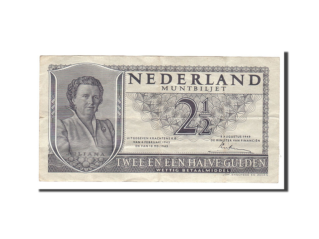 Banknote, Netherlands, 2 1/2 Gulden, 1949, 1949-08-08, KM:73, EF(40-45)