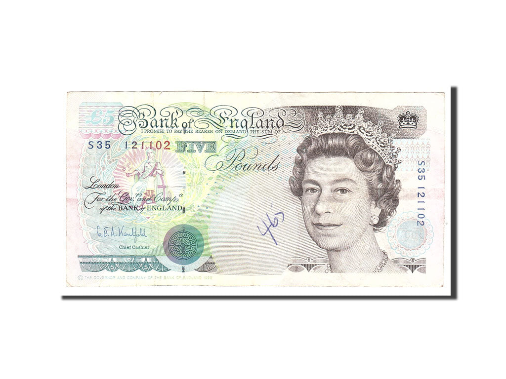 Great Britain, 5 Pounds, 1990, KM:382a, Undated, VF(20-25), S35121102