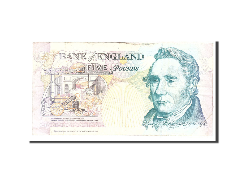 Great Britain, 5 Pounds, 1990, KM:382a, Undated, VF(20-25), T62063904