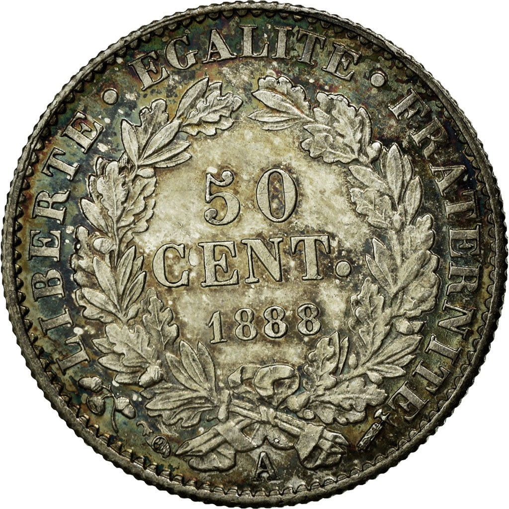 Monnaie, France, Cérès, 50 Centimes, 1888, Paris, SUP+, Argent, Gadoury:419a
