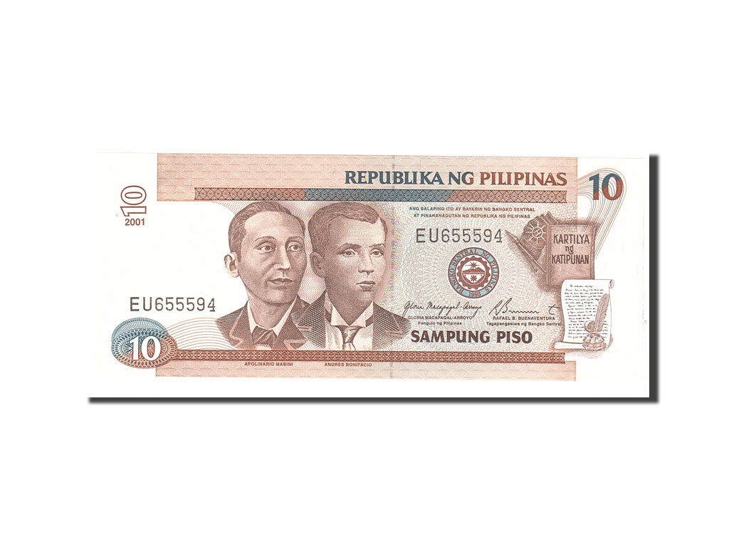 Banknote, Philippines, 10 Piso, 2001, Undated, KM:187i, UNC(65-70)