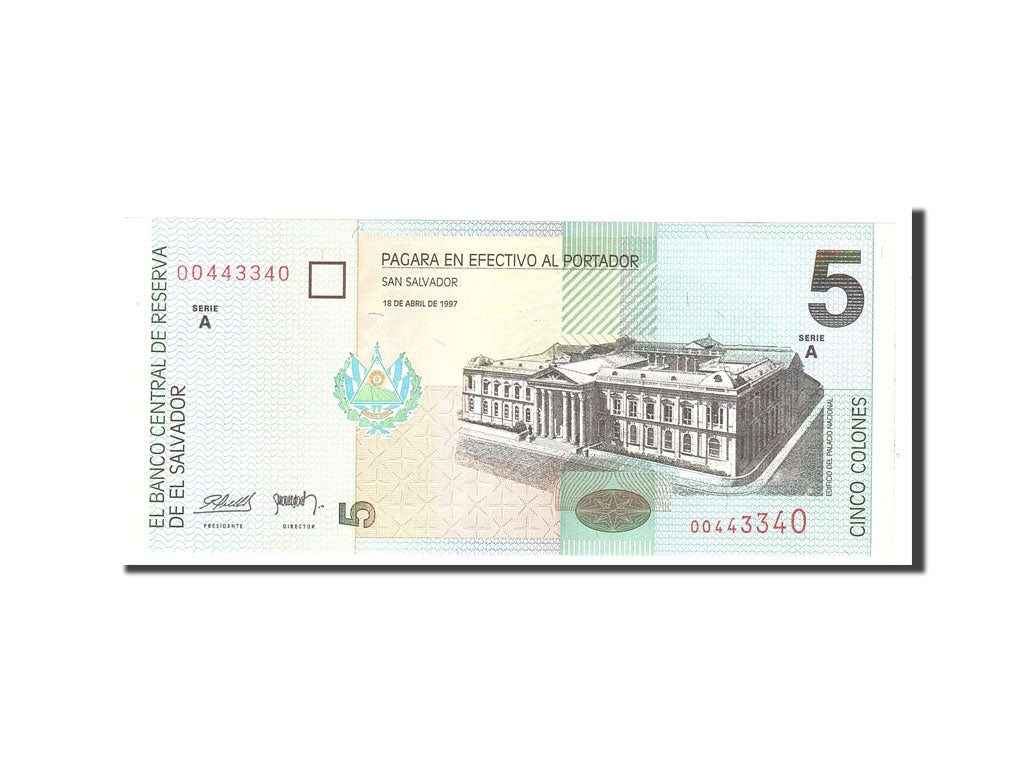 El Salvador, 5 Colones, 1997, KM:147a, 1997-04-18, UNC(65-70)