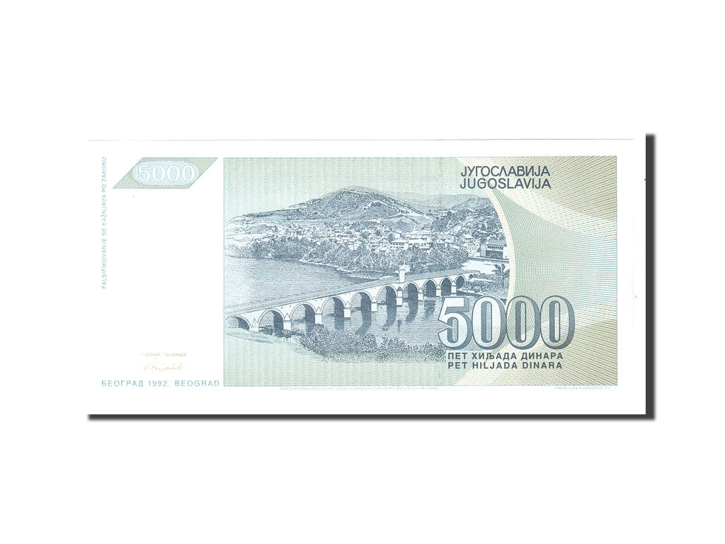Yugoslavia, 5000 Dinara, 1992, Undated, KM:115, UNC(65-70)