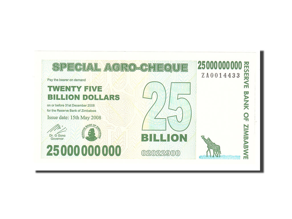 Zimbabwe, 25 Billion Dollars, 2008, 2008-05-15, KM:62, UNC(65-70)
