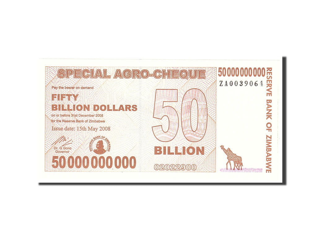 Banknote, Zimbabwe, 50 Billion Dollars, 2008, 2008-08-08, KM:63, UNC(65-70)