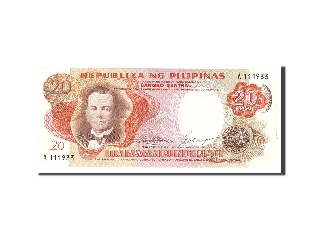 Banknote, Philippines, 20 Piso, 1969, Undated, KM:145a, UNC(65-70)