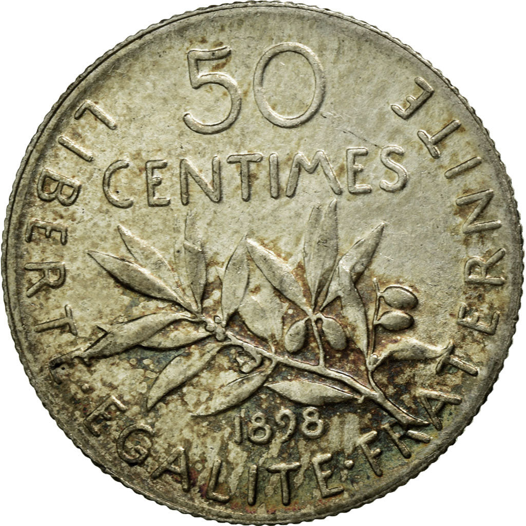 Moneta, Francia, Semeuse, 50 Centimes, 1898, Paris, SPL-, Argento, Gadoury:420