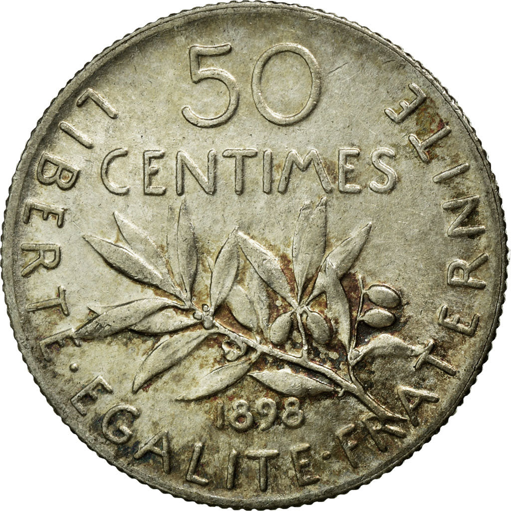 Moneda, Francia, Semeuse, 50 Centimes, 1898, Paris, EBC, Plata, Gadoury:420