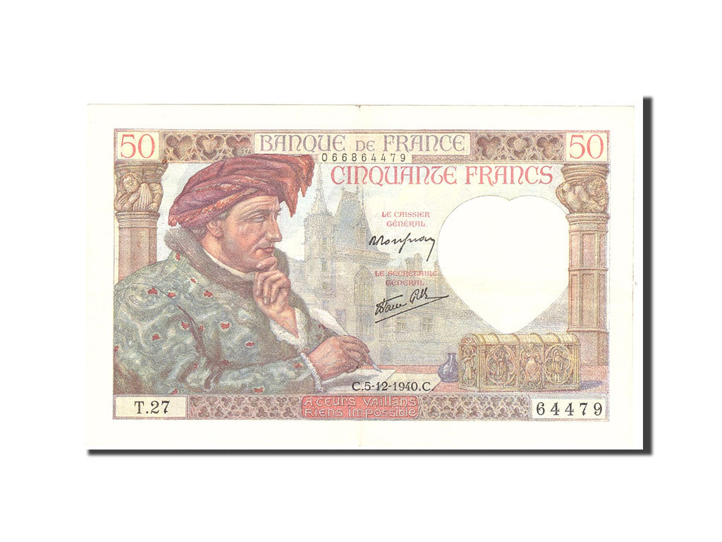 Geldschein, Frankreich, 50 Francs, 1940, 1940-12-05, SS+, Fayette:19.4, KM:93