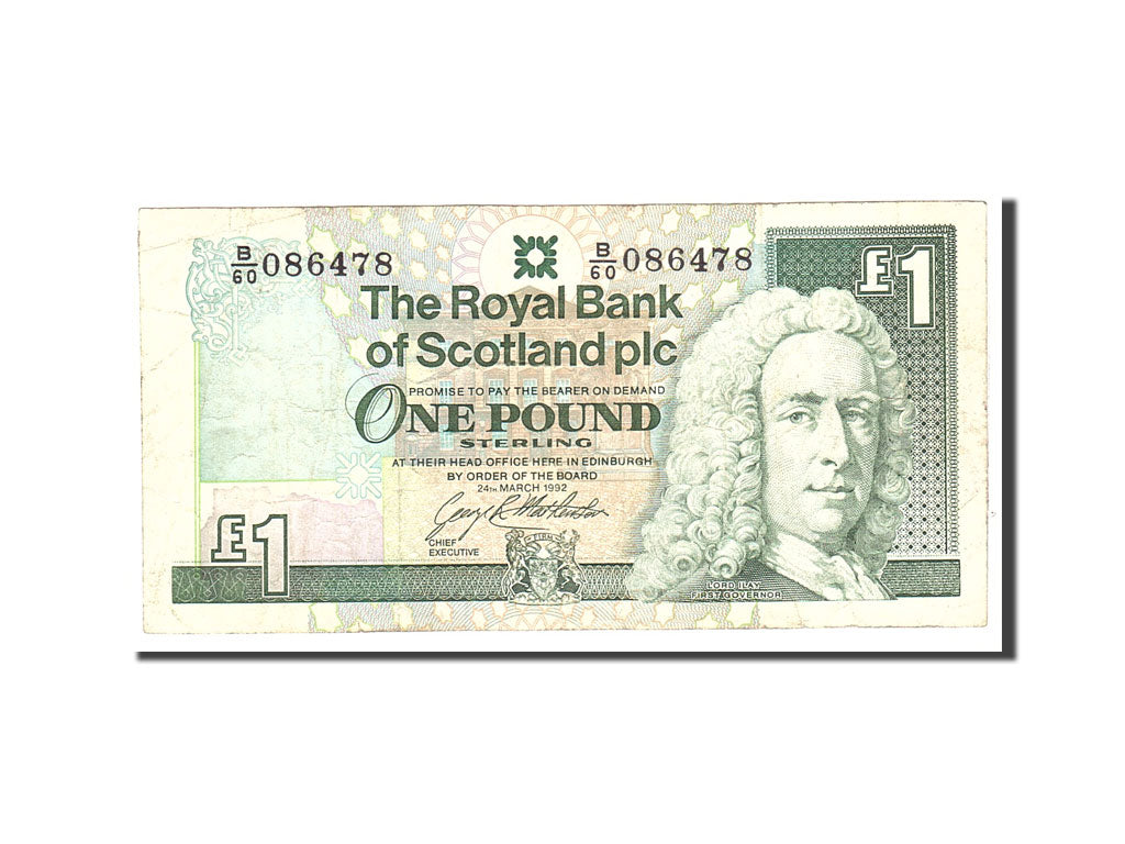 Scotland, 1 Pound, 1992, KM:351c, 1992-03-24, VF(20-25)