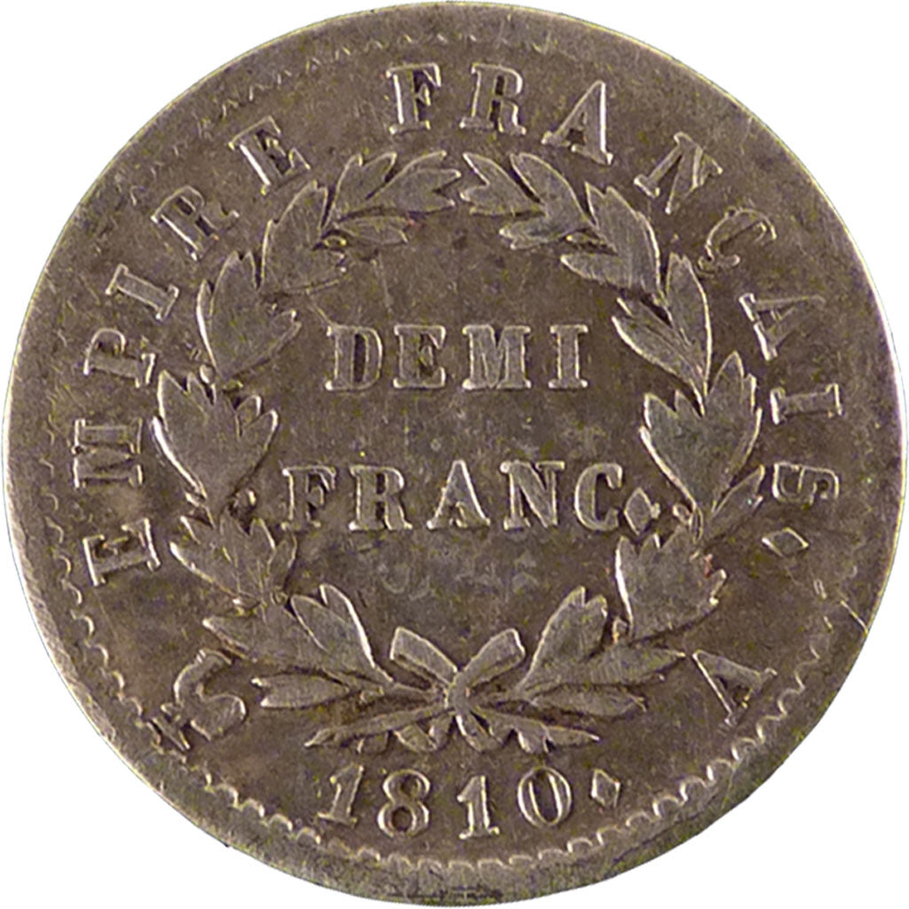 Coin, France, Napoléon I, 1/2 Franc, 1810, Paris, EF(40-45), Silver