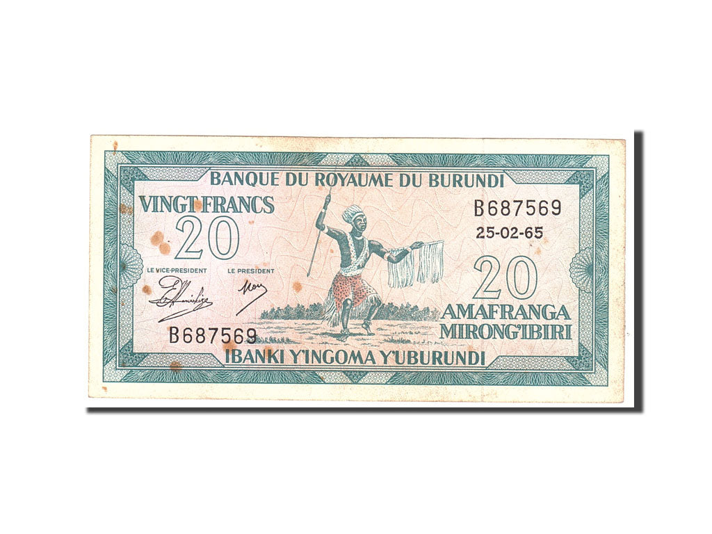 Burundi, 20 Francs, 1965, 1965-02-25, KM:10, AU(50-53)