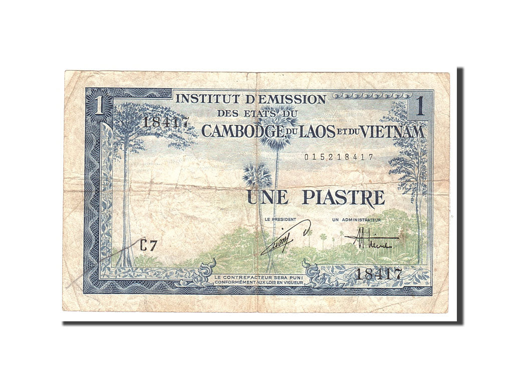 Banknote, FRENCH INDO-CHINA, 1 Piastre = 1 Dong, 1954, Undated, KM:105