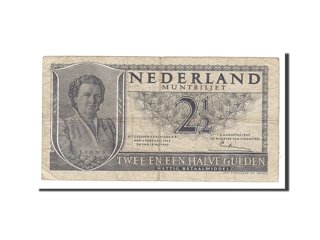 Banknote, Netherlands, 2 1/2 Gulden, 1949, 1949-08-08, KM:73, VF(20-25)