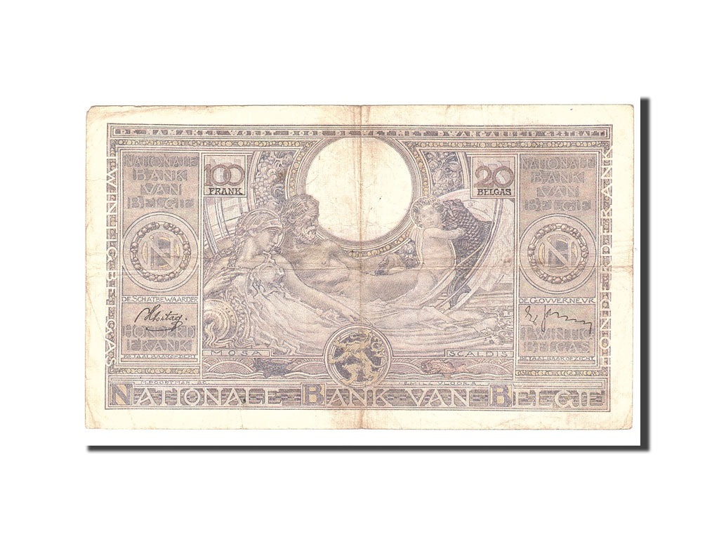 Banknote, Belgium, 100 Francs-20 Belgas, 1938, 1938-10-13, KM:107, EF(40-45)