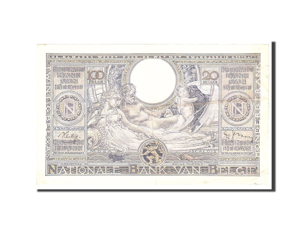 Belgio, 100 Francs-20 Belgas, 1939, KM:107, 1939-07-27, BB