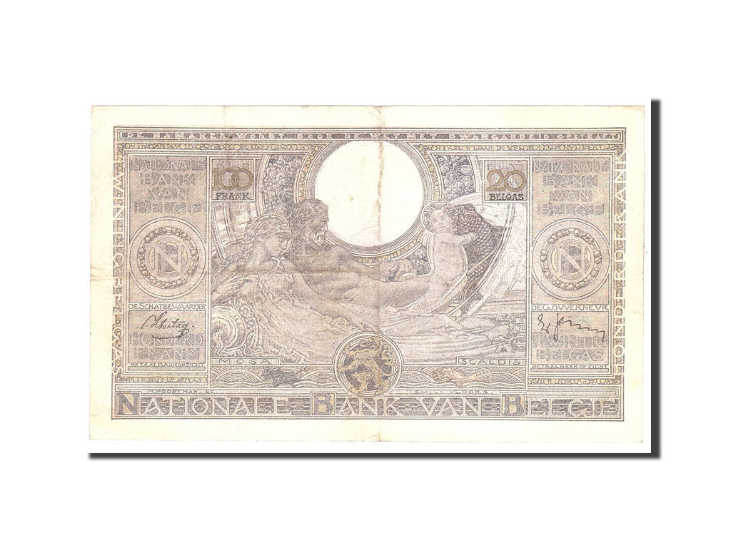 Belgium, 100 Francs-20 Belgas, 1939, KM:107, 1939-02-01, EF(40-45)