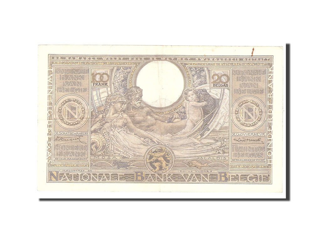 Belgium, 100 Francs-20 Belgas, 1933, KM:107, 1933-07-05, EF(40-45)
