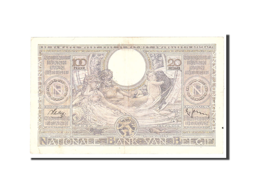 Belgio, 100 Francs-20 Belgas, 1938, KM:107, 1938-09-26, BB