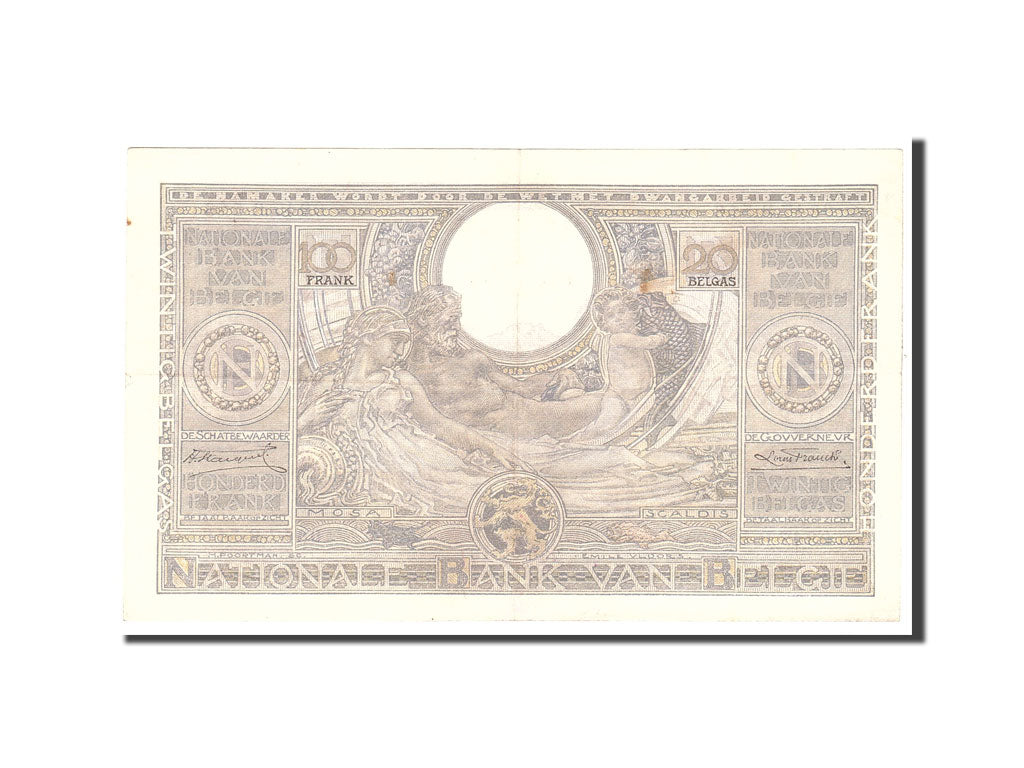 Belgio, 100 Francs-20 Belgas, 1934, KM:107, 1934-02-24, BB
