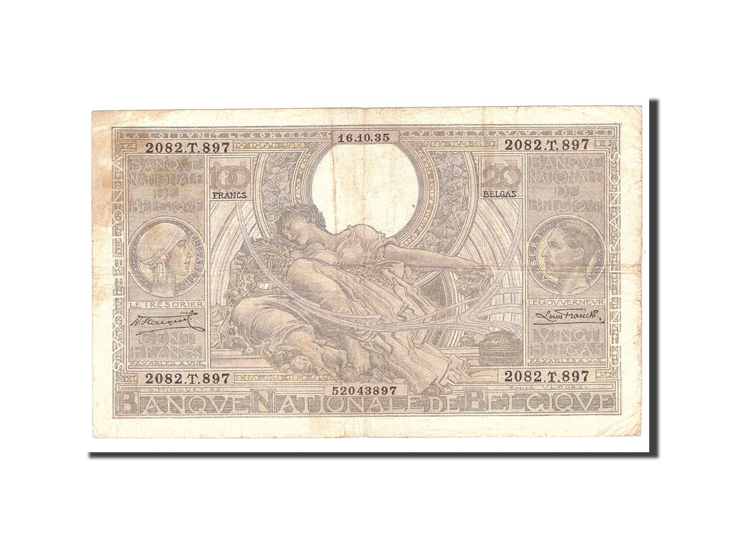 Belgio, 100 Francs-20 Belgas, 1935, KM:107, 1935-10-16, MB