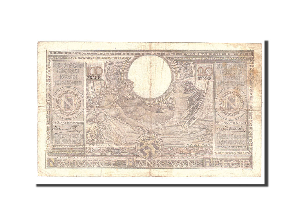 Belgio, 100 Francs-20 Belgas, 1935, KM:107, 1935-10-16, MB
