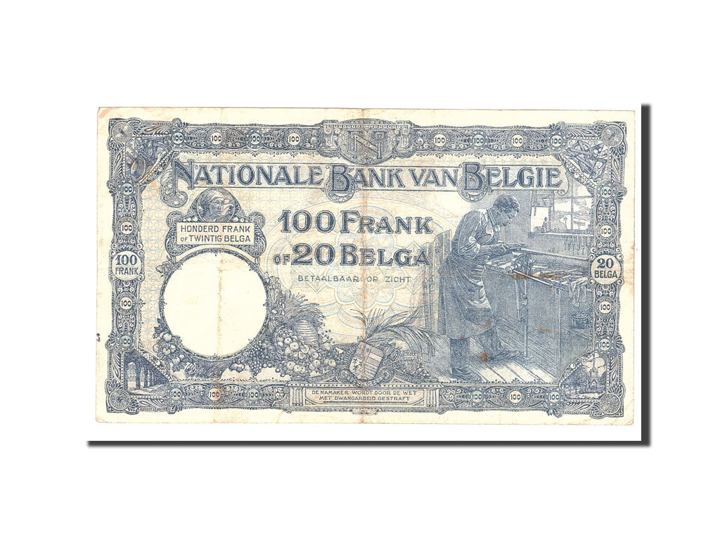 Belgium, 100 Francs-20 Belgas, 1927, KM:102, 1927-10-04, EF(40-45)