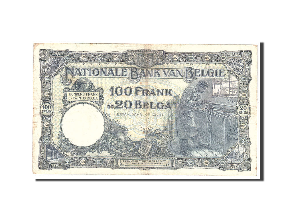 Banknote, Belgium, 100 Francs-20 Belgas, 1930, 1930-04-04, KM:102, VF(20-25)
