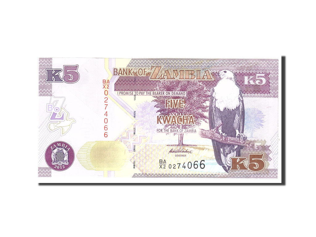 Zambia, 5 Kwacha, 2012, Undated, KM:50, UNC(65-70)