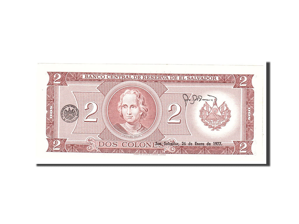 El Salvador, 2 Colones, 1976, KM:124a, 1976-06-24, UNC(65-70)