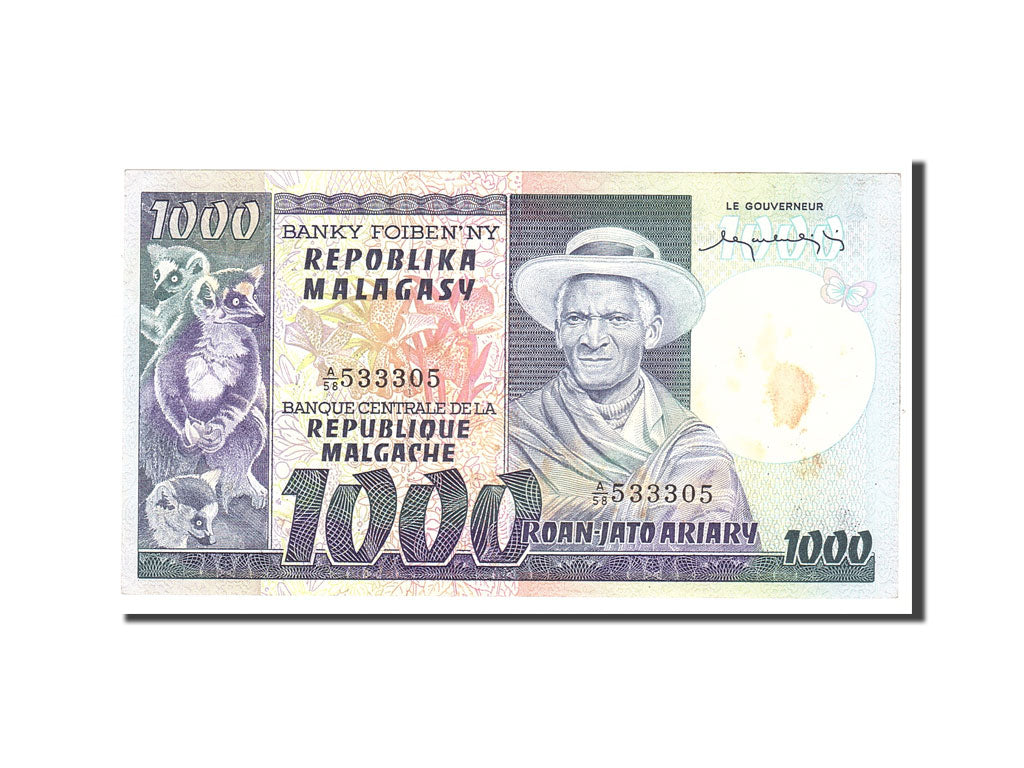 Madagascar, 1000 Francs = 200 Ariary, 1974, Undated, KM:65a, AU(50-53)