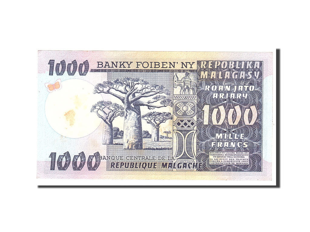 Madagascar, 1000 Francs = 200 Ariary, 1974, Undated, KM:65a, AU(50-53)