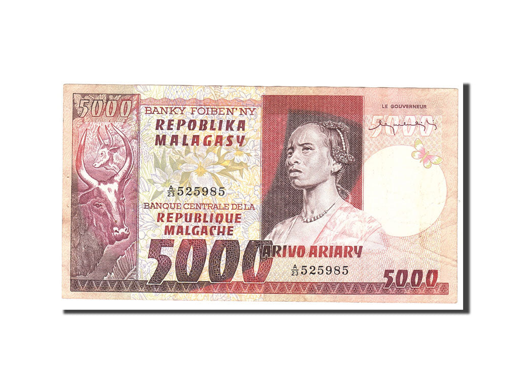 Banknote, Madagascar, 5000 Francs = 1000 Ariary, 1974, Undated, KM:66a