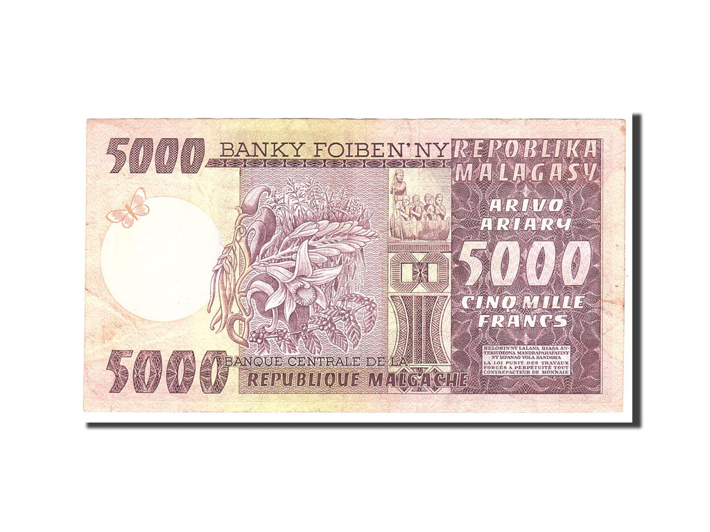 Banknote, Madagascar, 5000 Francs = 1000 Ariary, 1974, Undated, KM:66a