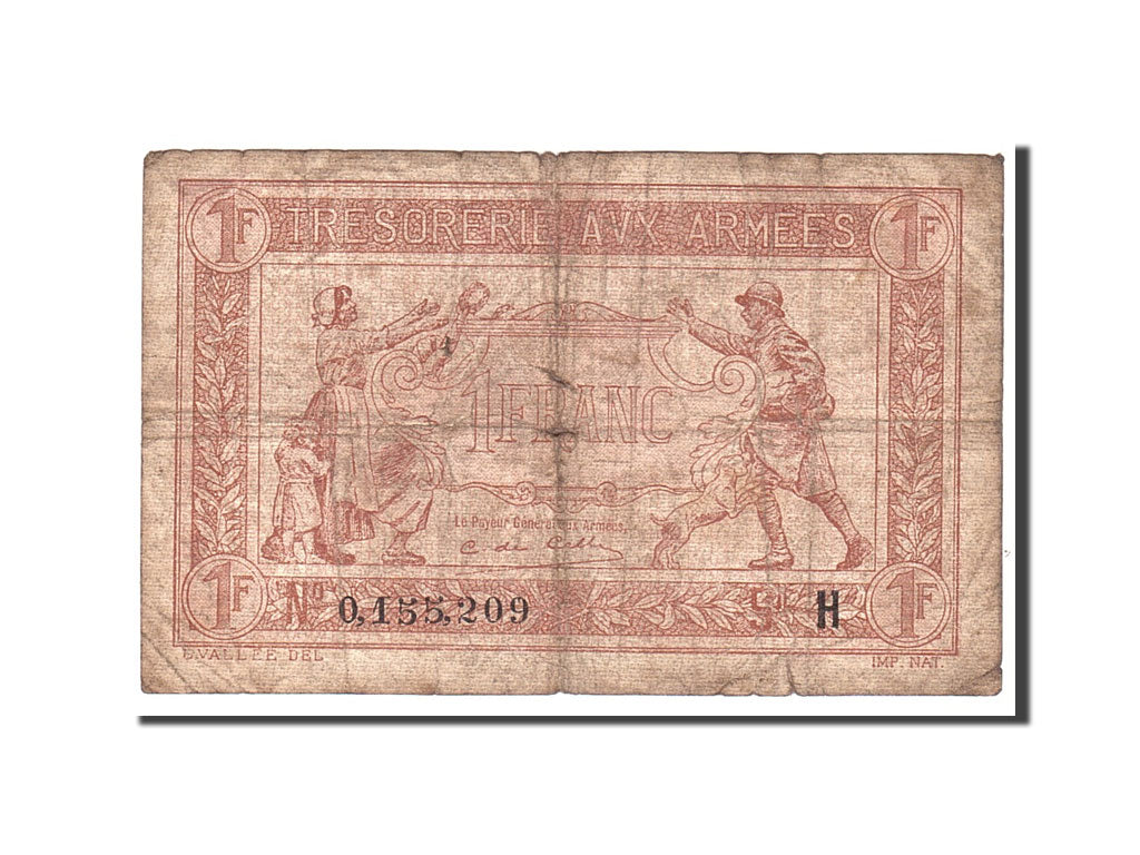France, 1 Franc, 1917, KM:M2, Undated, VG(8-10), Fayette:VF 3.8