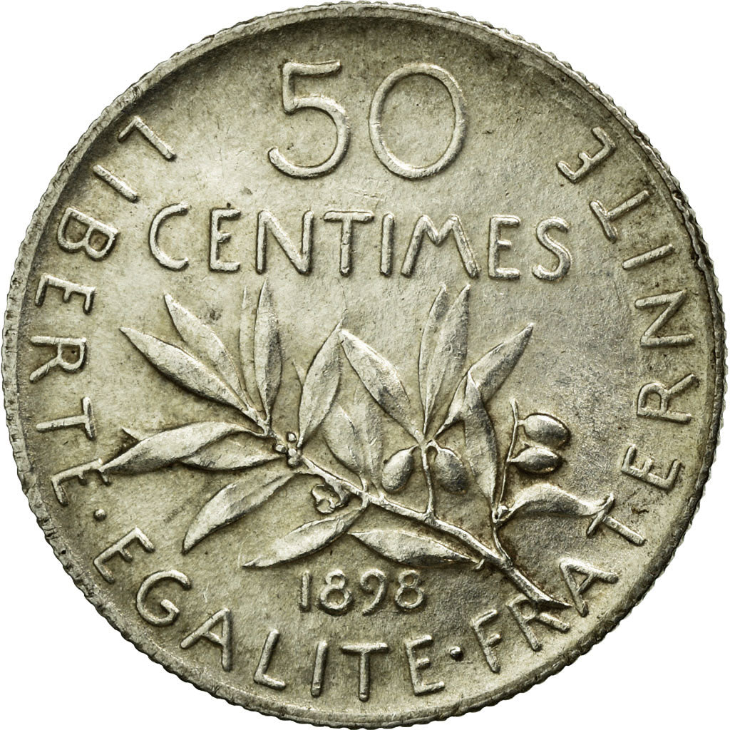 Coin, France, Semeuse, 50 Centimes, 1898, AU(55-58), Silver, Gadoury:420