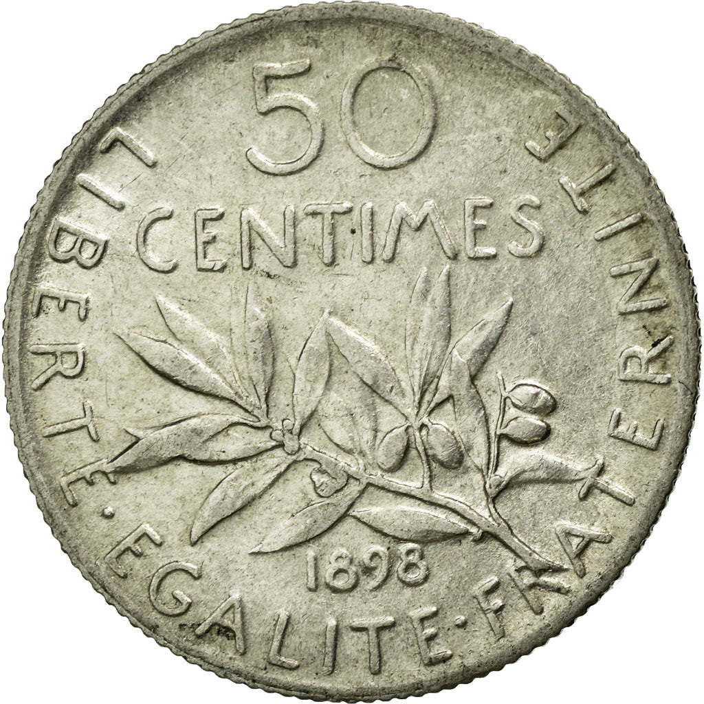 Coin, France, Semeuse, 50 Centimes, 1898, AU(55-58), Silver, Gadoury:420