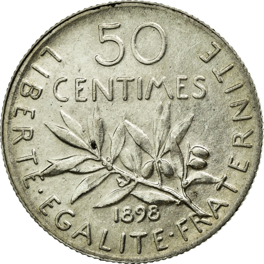 Coin, France, Semeuse, 50 Centimes, 1899, AU(50-53), Silver, Gadoury:420