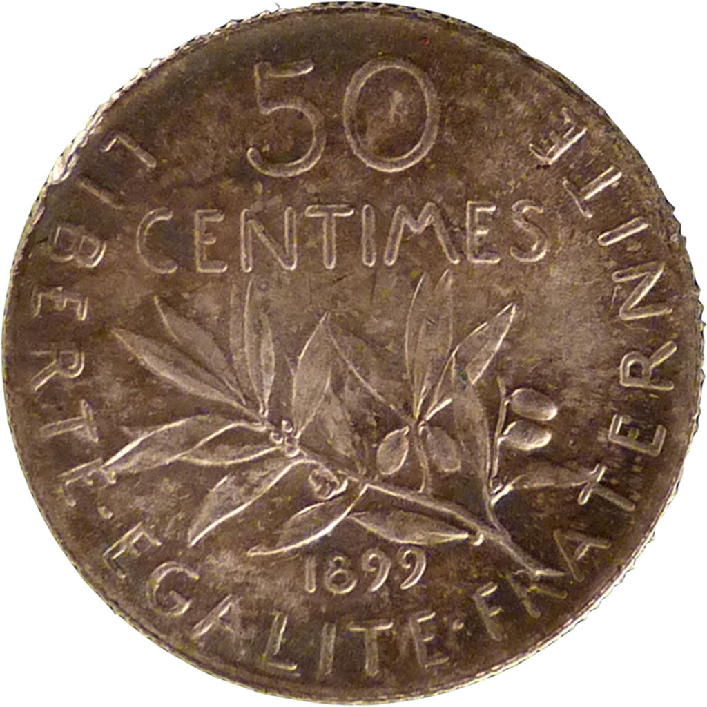 Munten, Frankrijk, Semeuse, 50 Centimes, 1899, Paris, PR+, Zilver, Gadoury:420