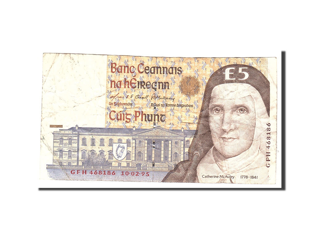 Ireland - Republic, 5 Pounds, 1995, KM:75b, 1995-02-10, VG(8-10)