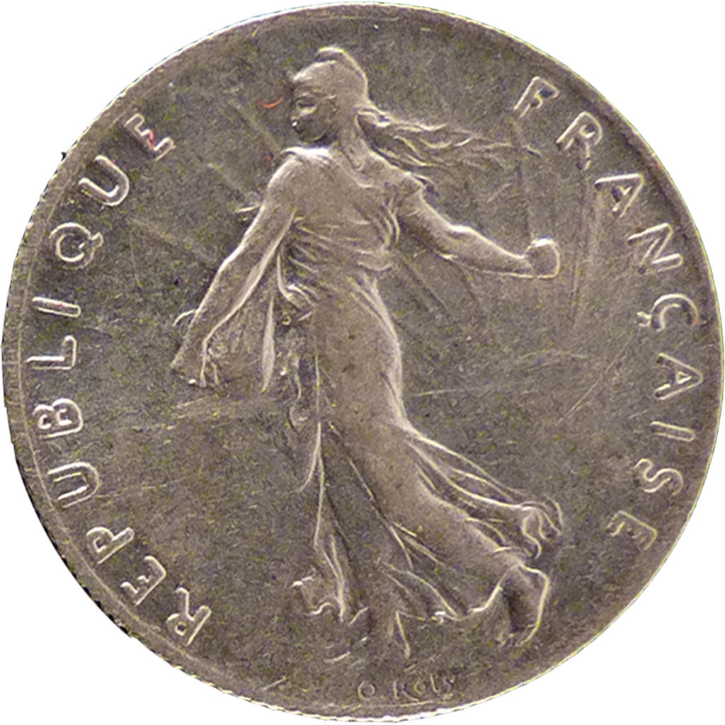 FRANCE, Semeuse, 50 Centimes, 1908, Paris, KM #854, AU(55-58), Silver, 18.1,...
