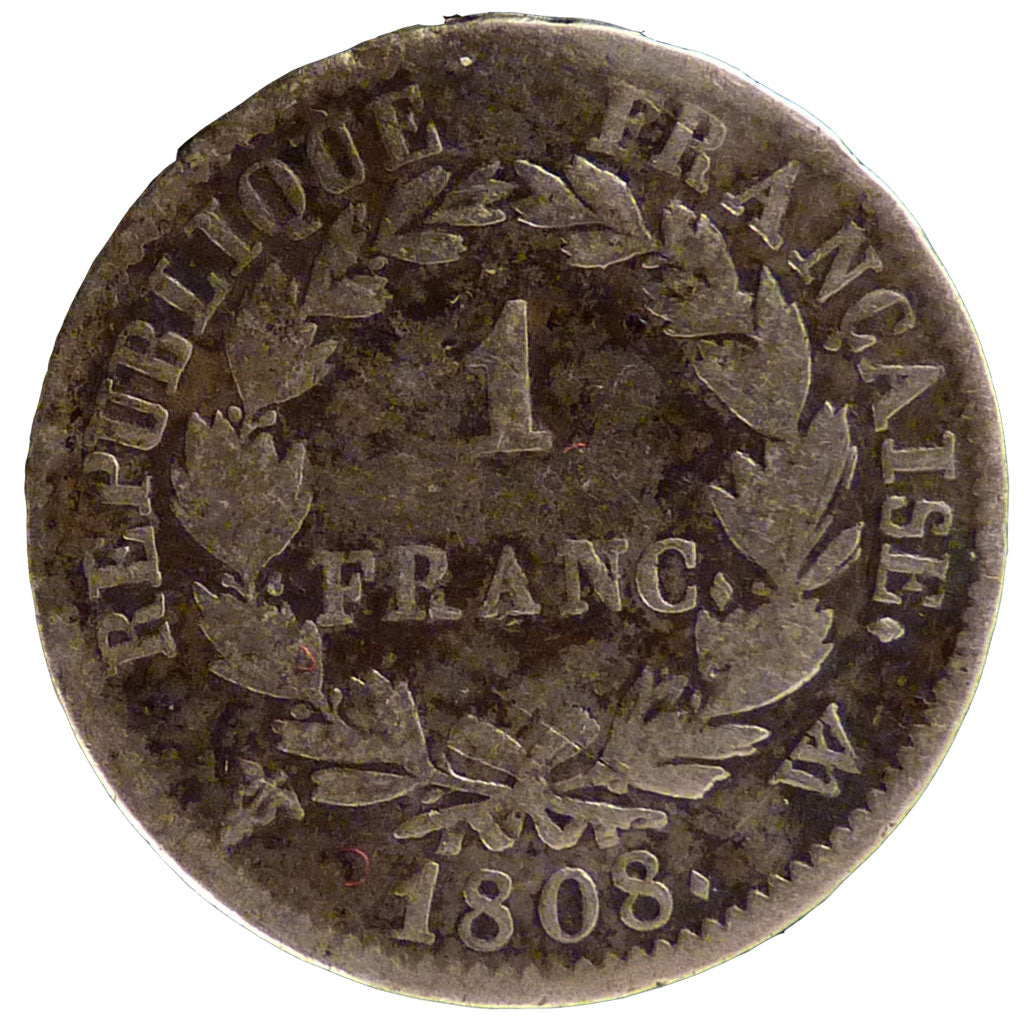 Francia, 1 Franc, 1808, Lille, MB, Argento, Gadoury:446