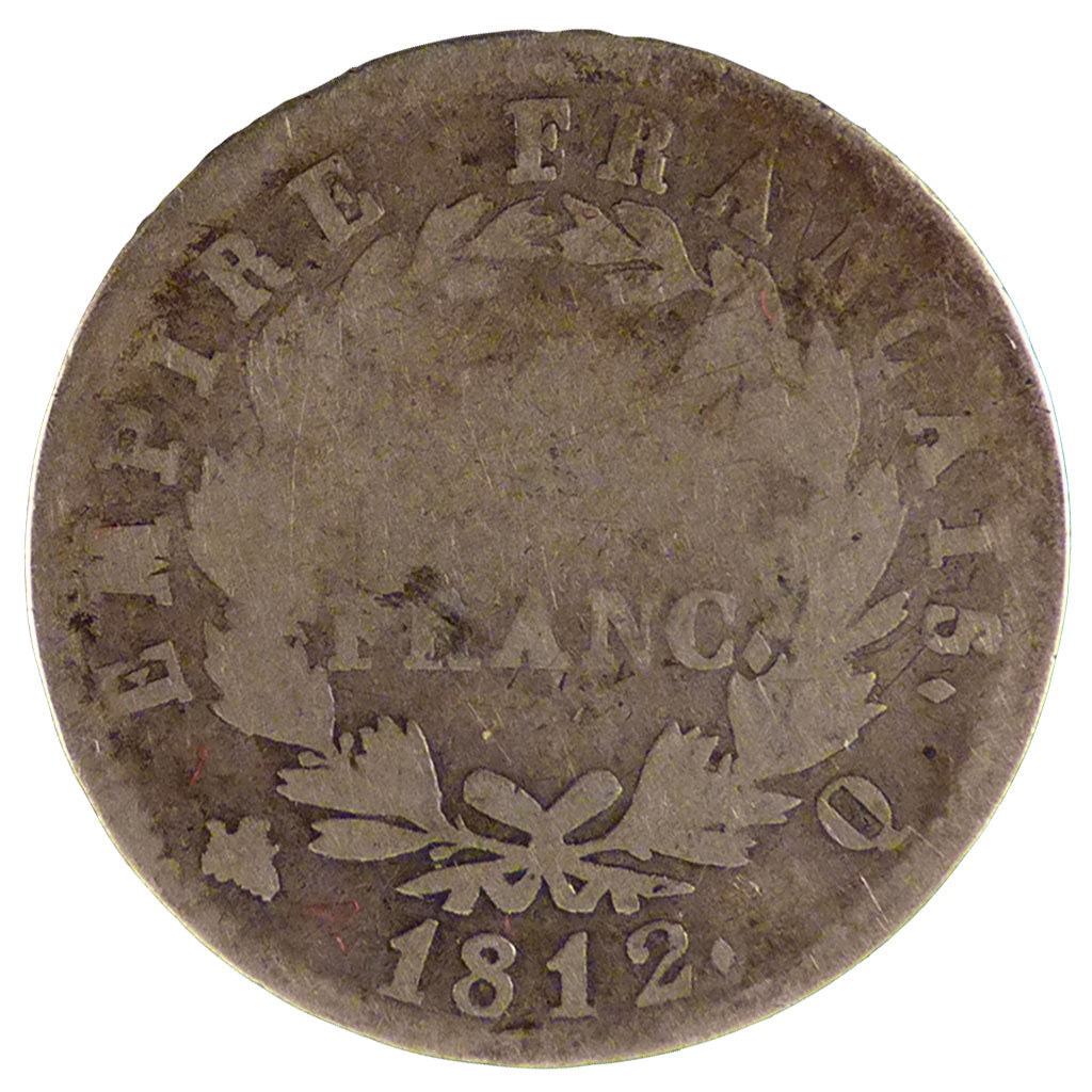 FRANCE, Napoléon I, Franc, 1812, Perpignan, KM #692.12, VG(8-10), Silver, Gadour