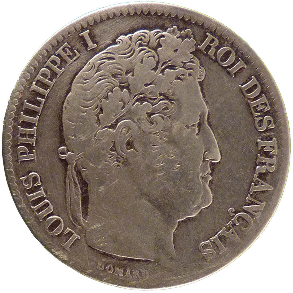 FRANCE, Louis-Philippe, 1 Franc, 1842, Paris, VF(30-35), Silver, Gadoury #453,..