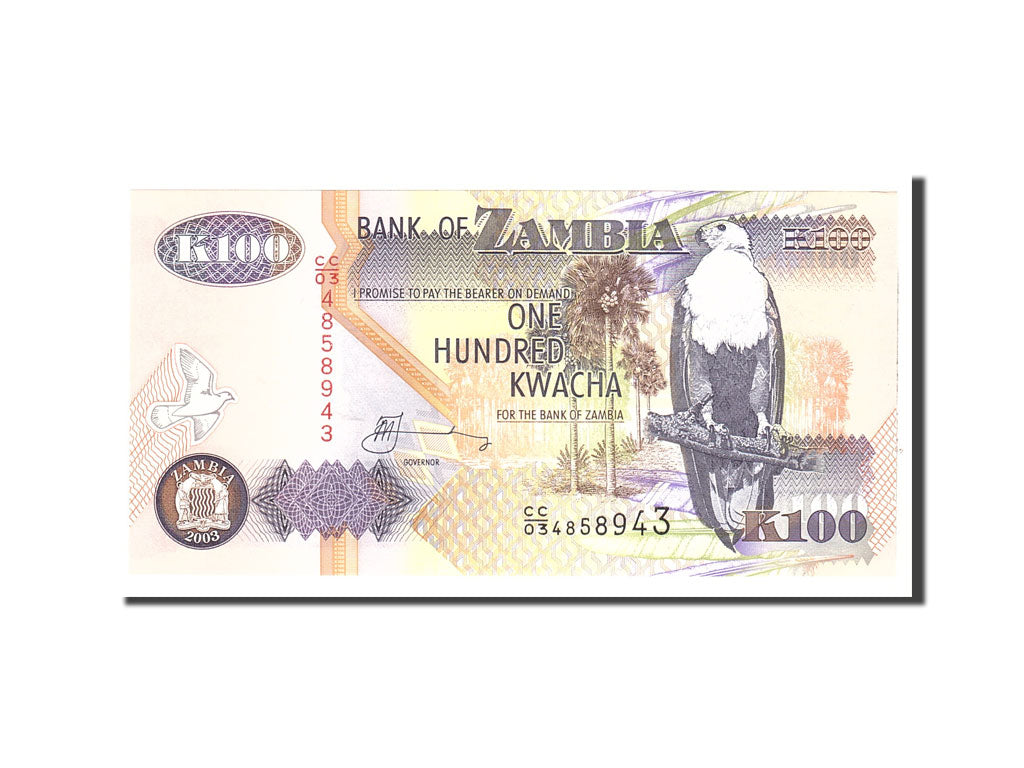 Banknote, Zambia, 100 Kwacha, 2003, Undated, KM:38d, UNC(65-70)