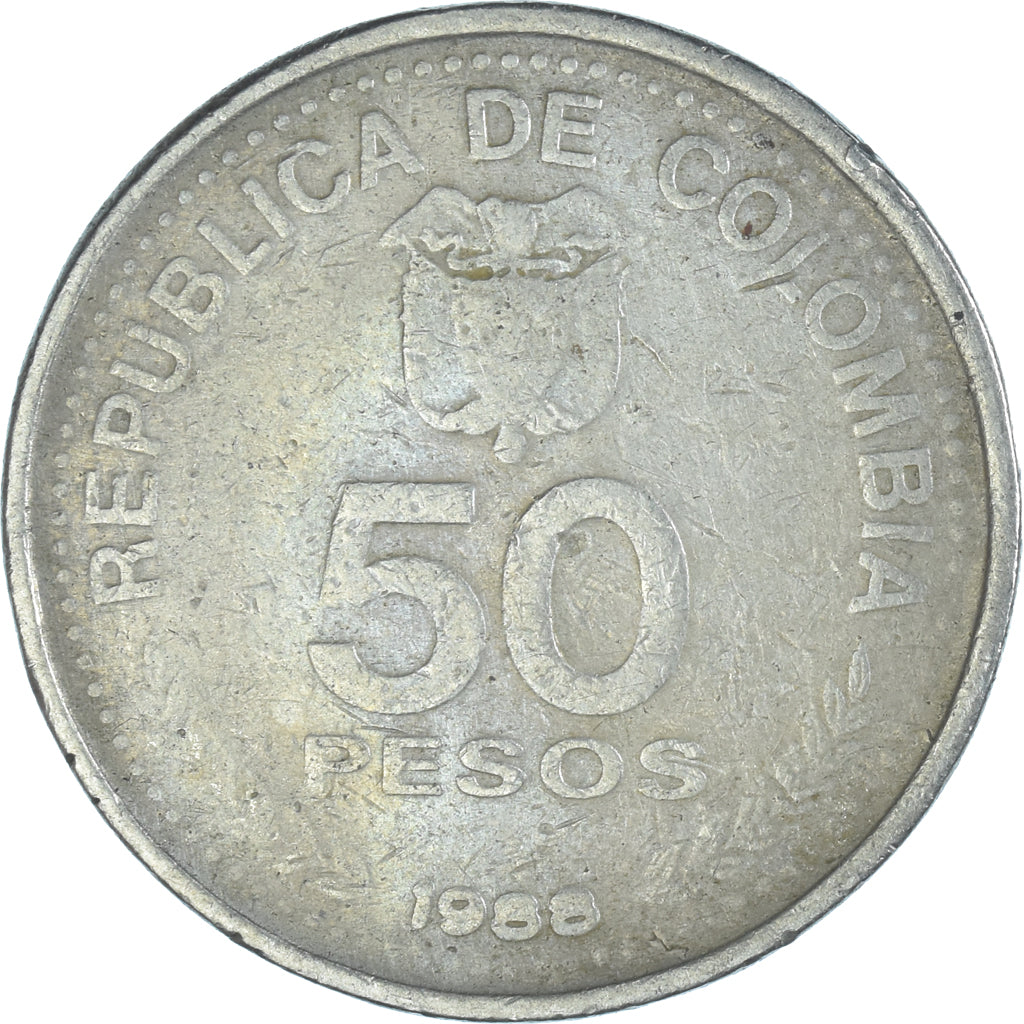 Moneda, Colombia, 50 Pesos, 1988